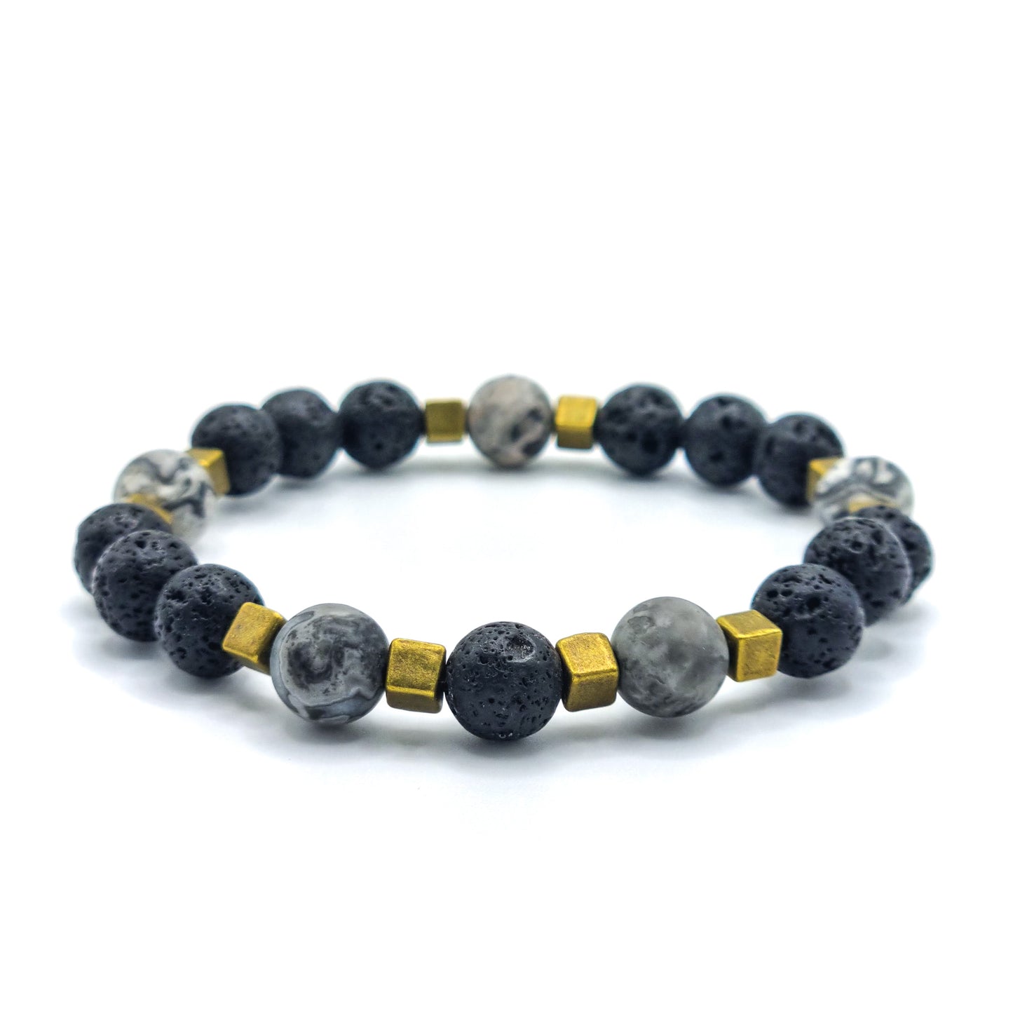 Bracelet with Lavastone and Jasper beads | ,,Midnight Walk"