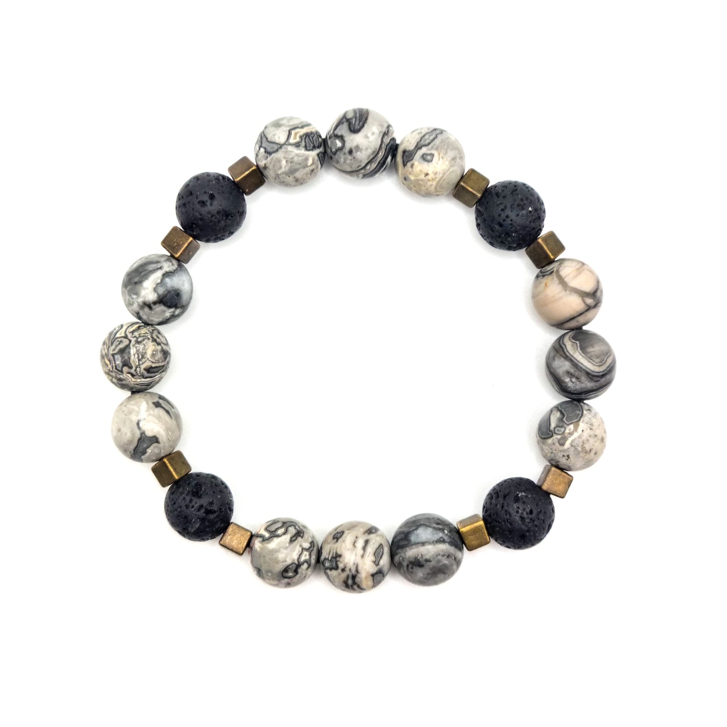 Armband mit Jaspis und Lavastone Perlen Big Stone | ,,Full Moon"
