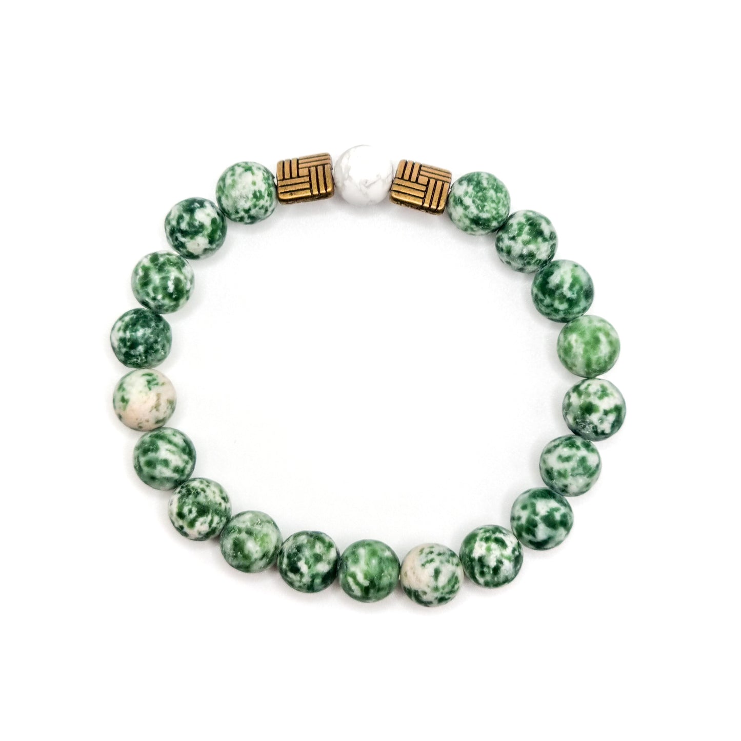 Armband mit Grüne Fleck Jaspis und Howlith Perlen | ,,Island Ritual"