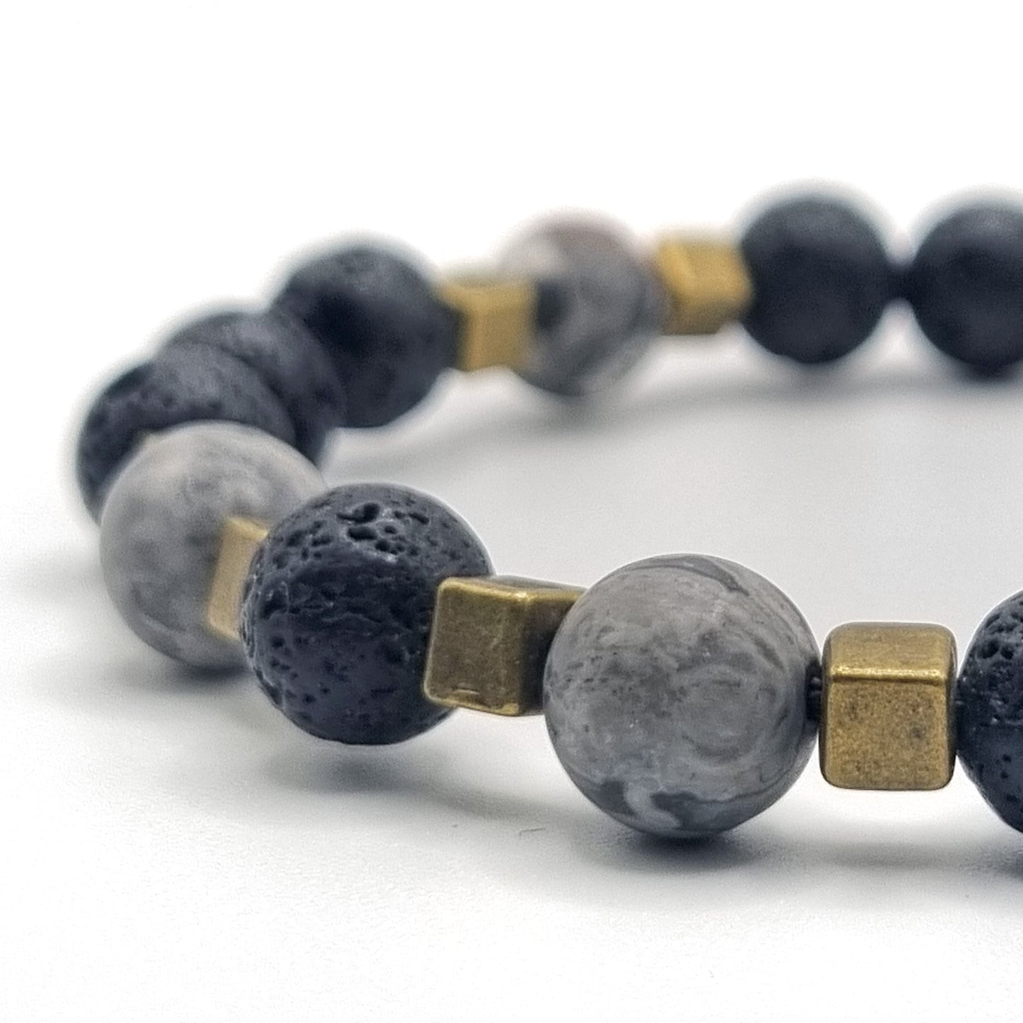 Bracelet with Jasper and Lavastone beads | ,,Full Moon"