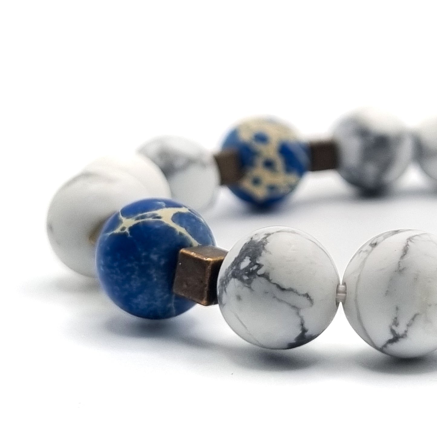 Bracelet with Howlith and Jasper beads Big Stone | ,,Thera Island"